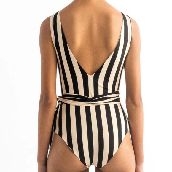 Encantadore, Vero Black Stripes One Piece, NWT, Sz XS - Picture 2 of 7